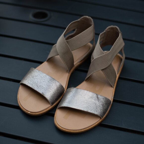 Sorel Ella II Sandals Womens US 8 Strappy Slip On Flats Metallic Ash Brown - Picture 9 of 16